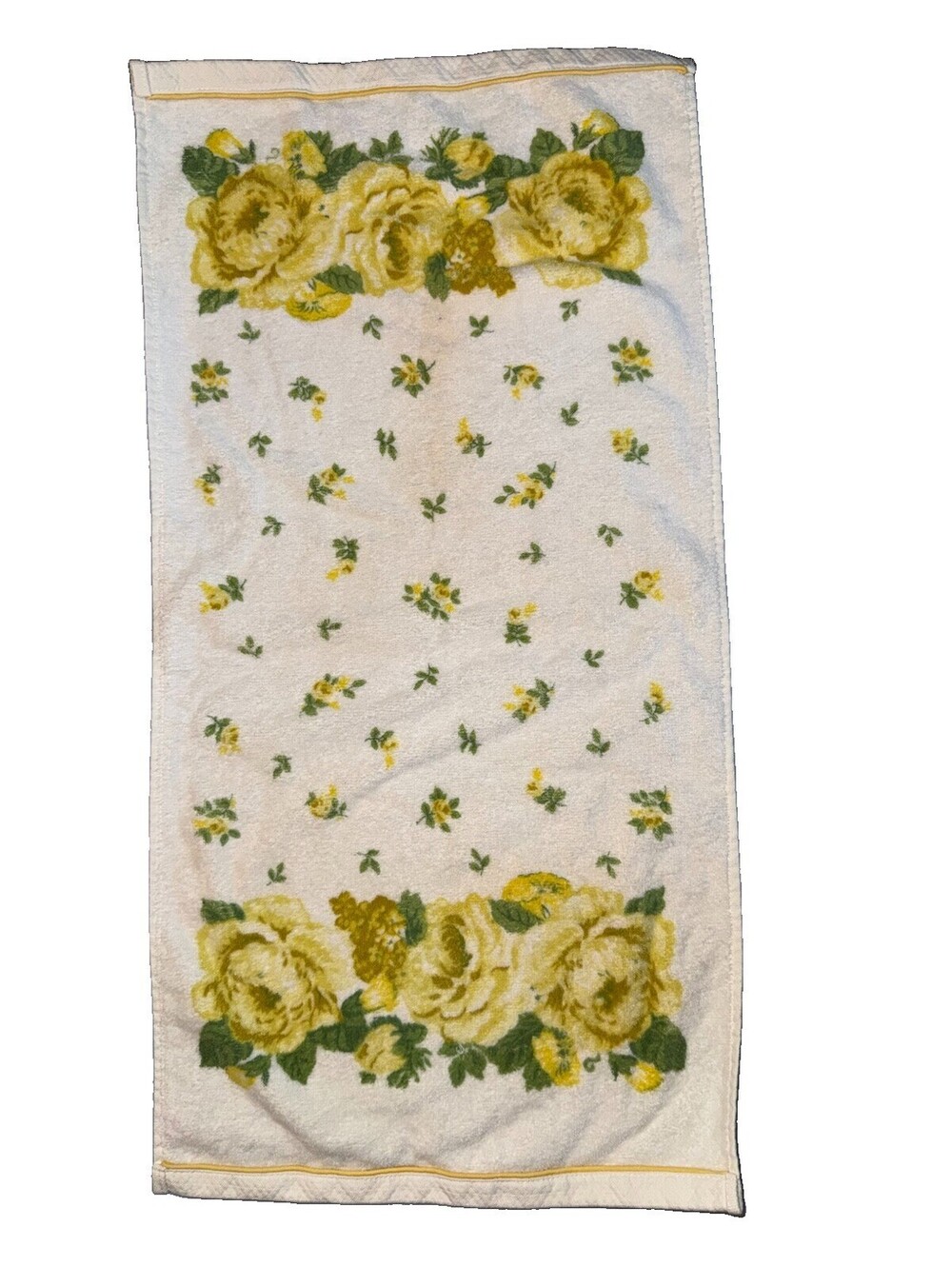 Vintage Laura Ashley Brighton Rose Bath Towel 1990s Yellow Roses Cottage Y2K